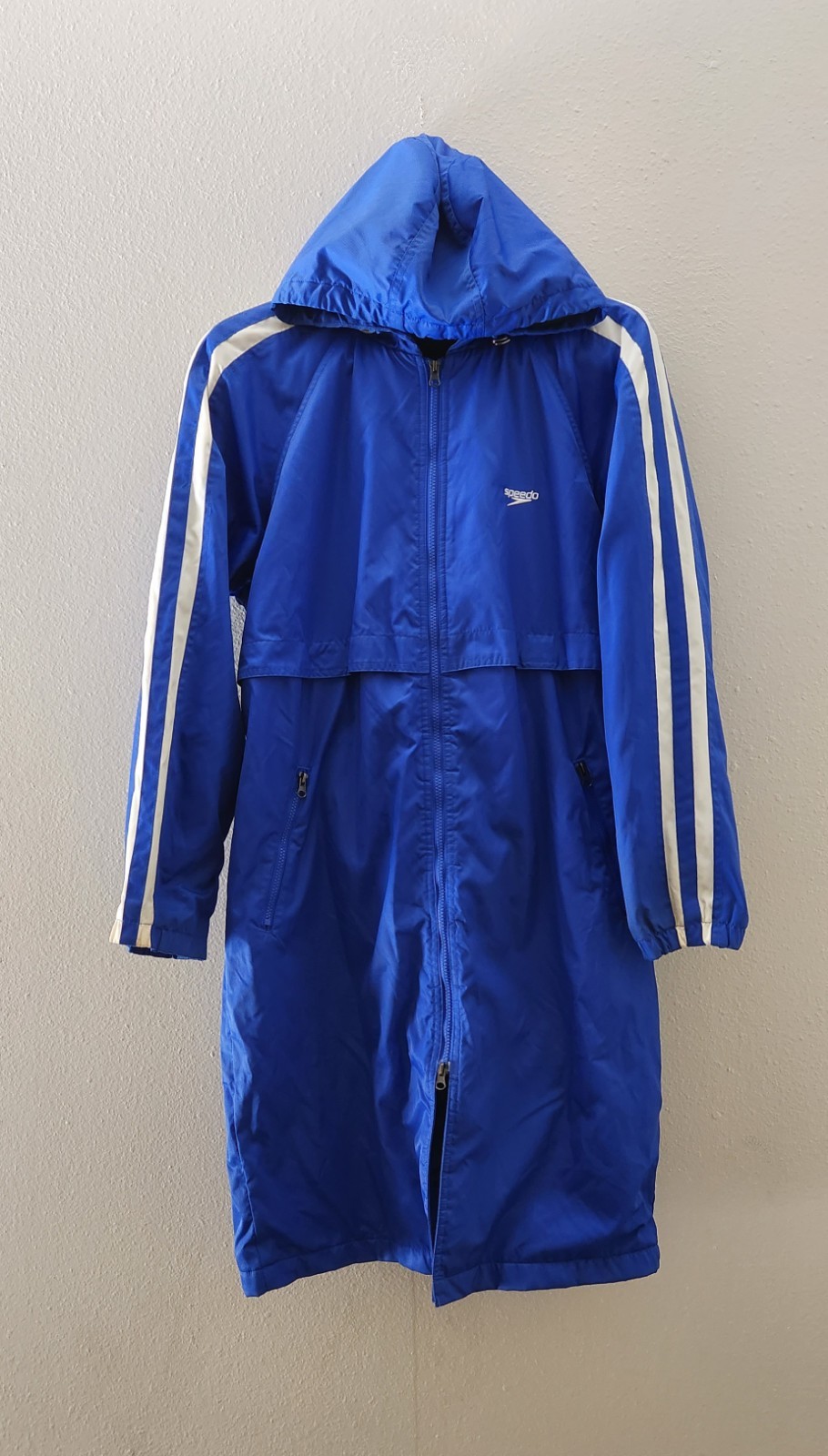 Unisex Size M Speedo Hooded Long Parka Windbreaker Swim Jacket Full Zip Lined
