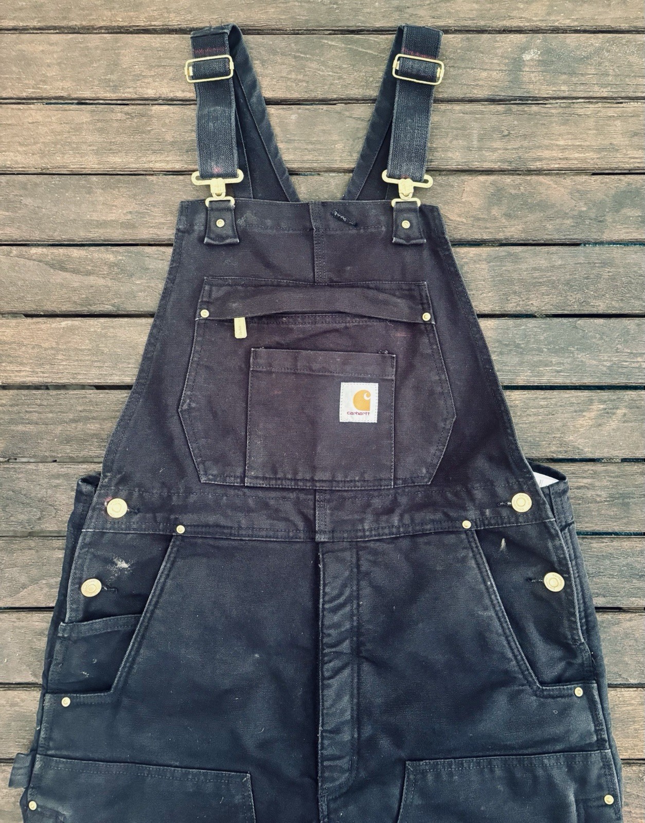 Carhartt Men’s Bib Overalls 104393 Black Size M Work Pants Overalls Insulated
