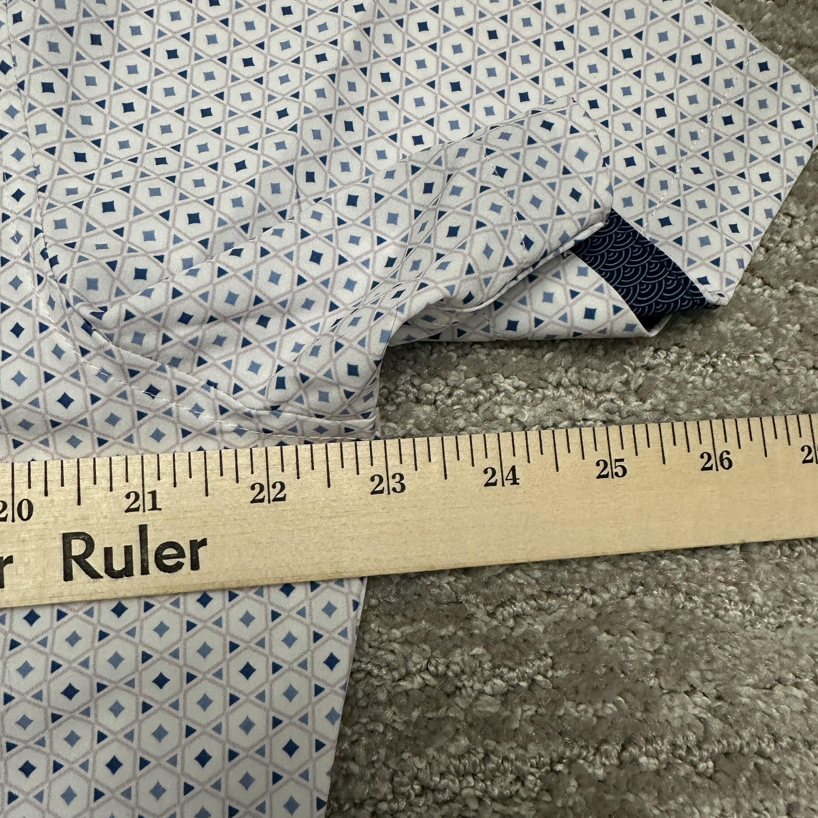 7Diamonds Ephraim Shirt Mens Large Blue Geometric Short Sleeve Stretch Button Up