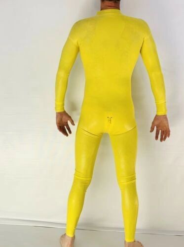 Rubber Latex Catsuit Front Zip 0.4 mil 100% Latex Rubber Yellow
