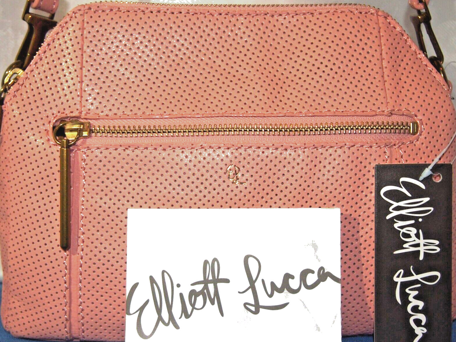 Elliott Lucca FARO Apricot Perforated Leather Crossbody/Shoulder Bag/Clutch-NWT