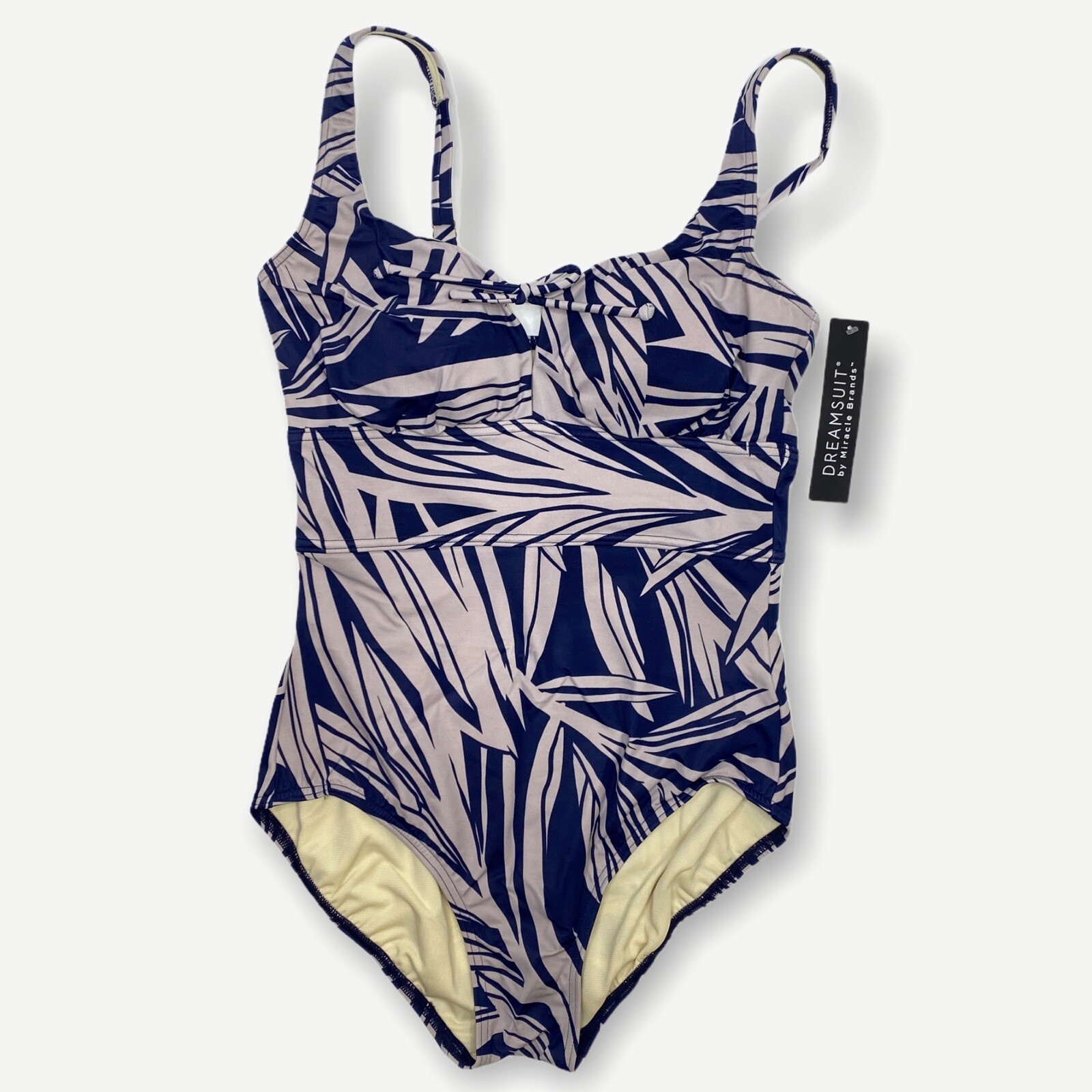 NWT Dreamsuit Miracle Brands Tropical Keyhole One Piece Blue Gray Swimsuit Sz 12