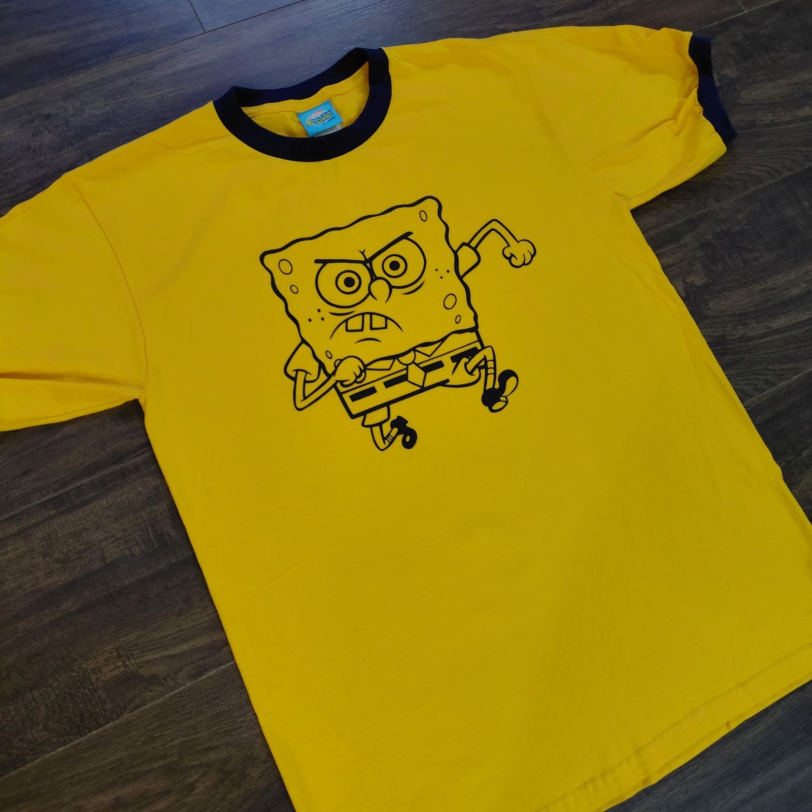 Vintage Spongebob Squarepants T Shirt Mens Large L Ringer Nickelodeon 2002 Y2k