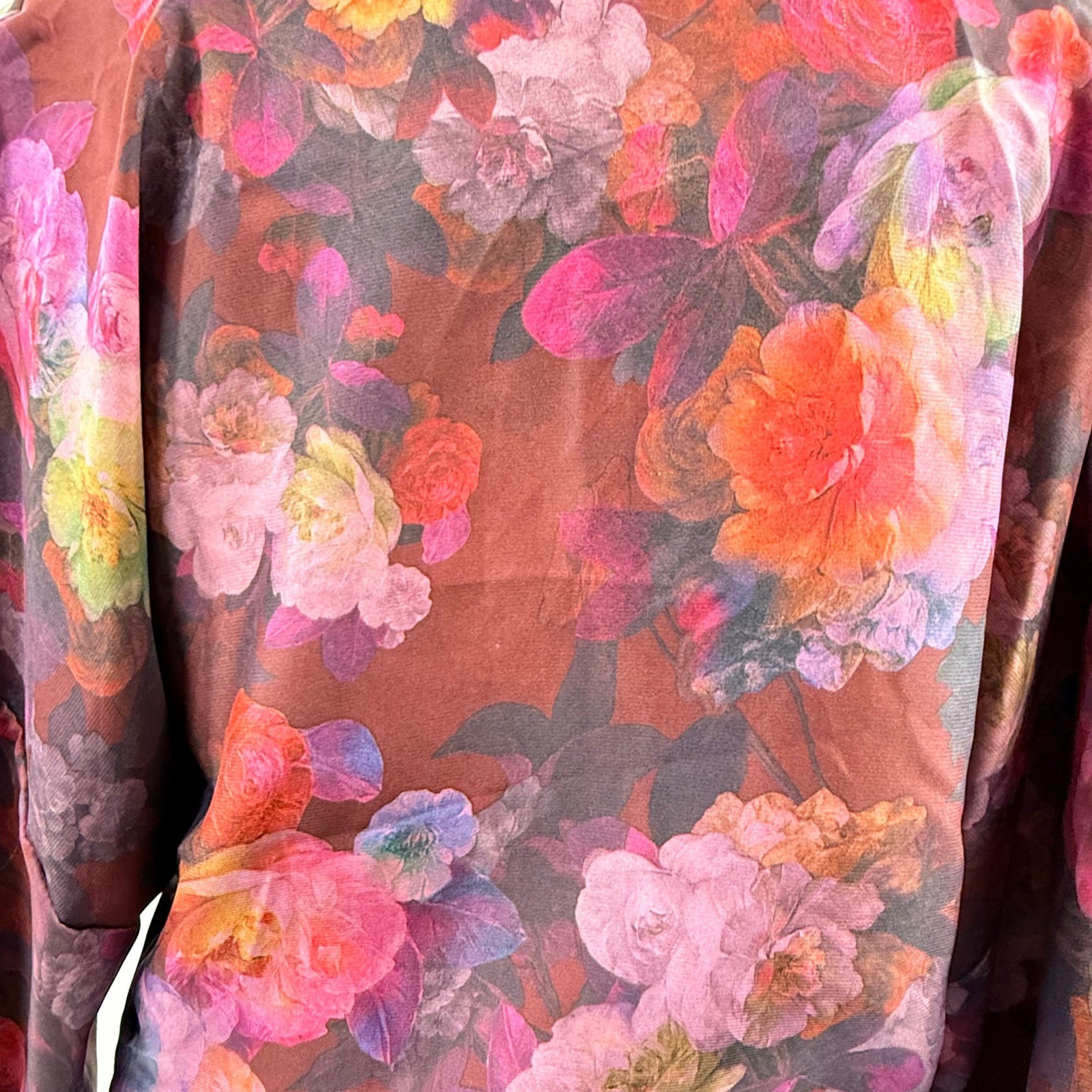 One & Only Women’s Floral Kimono Wrap Top Shirt Burgundy Pink Medium