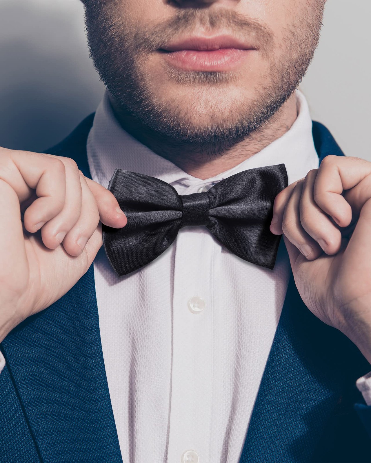 Hercicy 20 Pieces Bow Ties for Men, Formal Satin Solid Tuxedo Adjustable Leng…