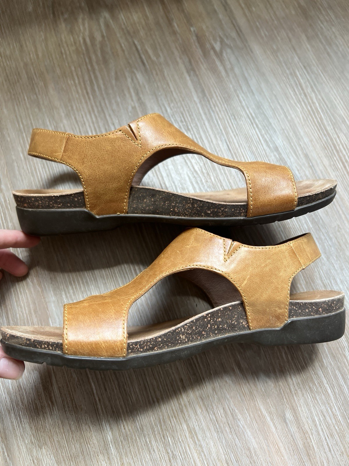 Dansko Reece Tan Leather Slingback Sandals Women’s EU 38 Comfort Toe Loop US 7.5