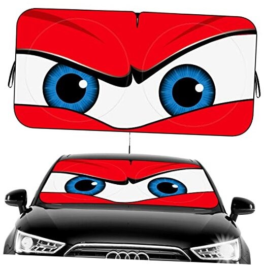 Car Windshield Sun Shade, Funny Eyes Visor for Car Standard angry eyes-red