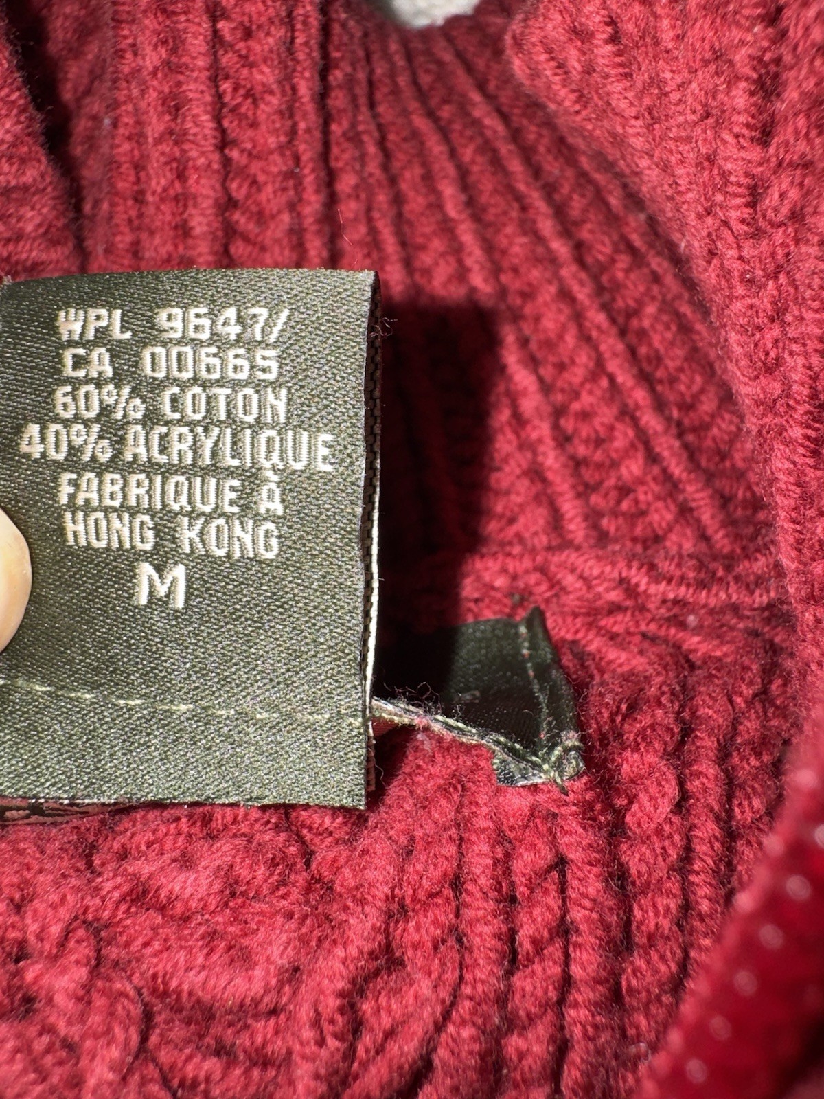 Vintage Eddie Bauer Red Chunky Cable Knit Zip Sweater Women’s Medium Classic