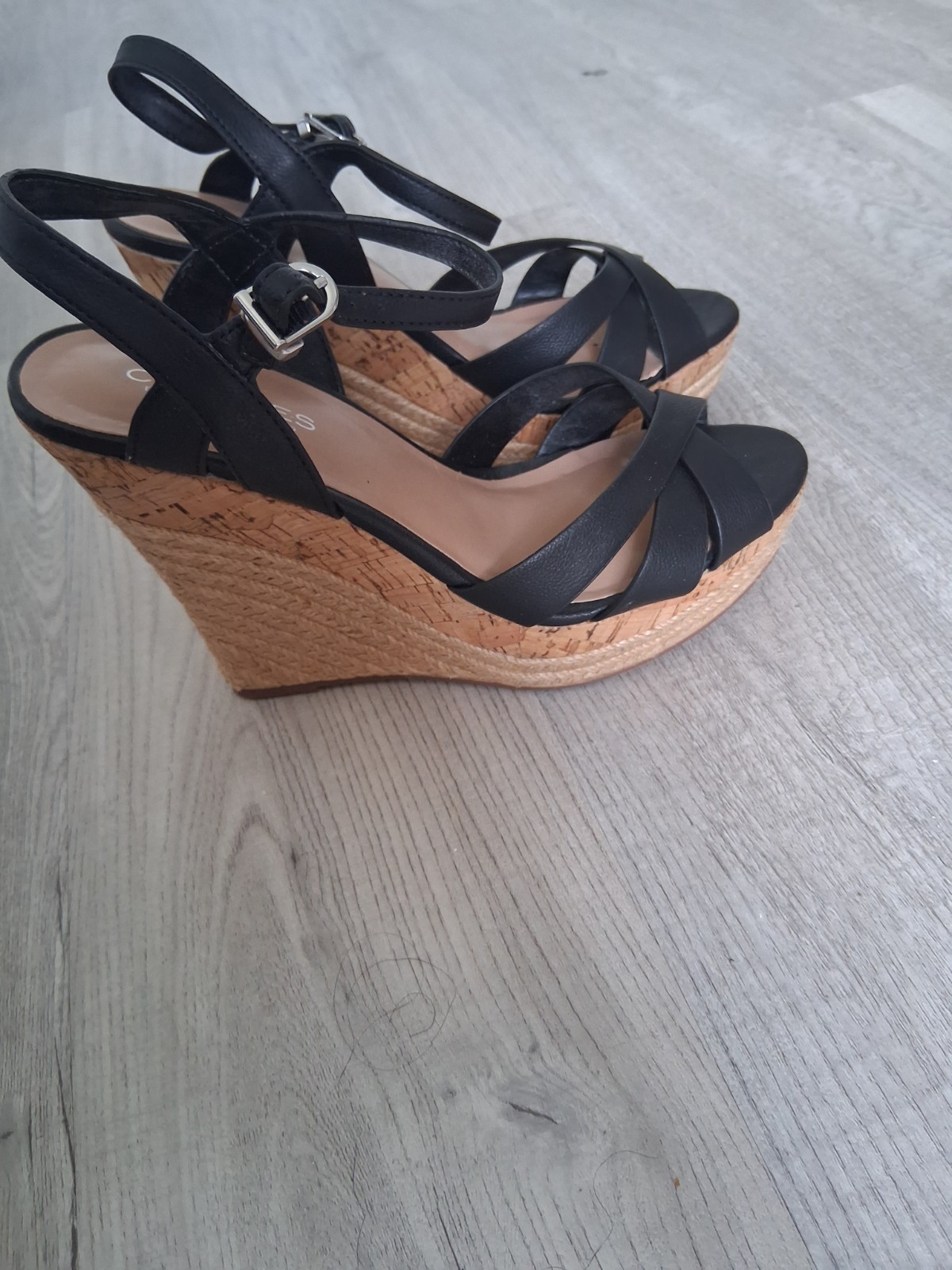 Charles by Charles David Black Criss Cross Wedge Sandals Size 8M