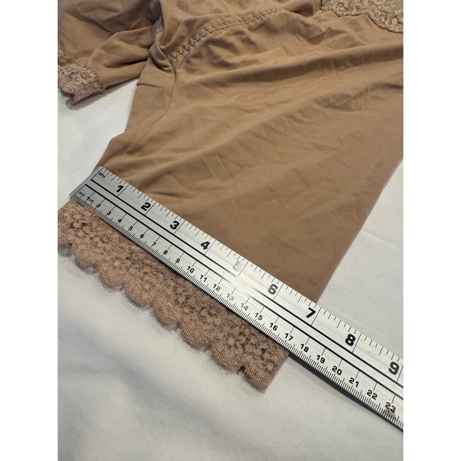 Flexees Maidenform Shapewear Thigh Slimmer Lace Trim Sz 2XL Tan NWT 405 291