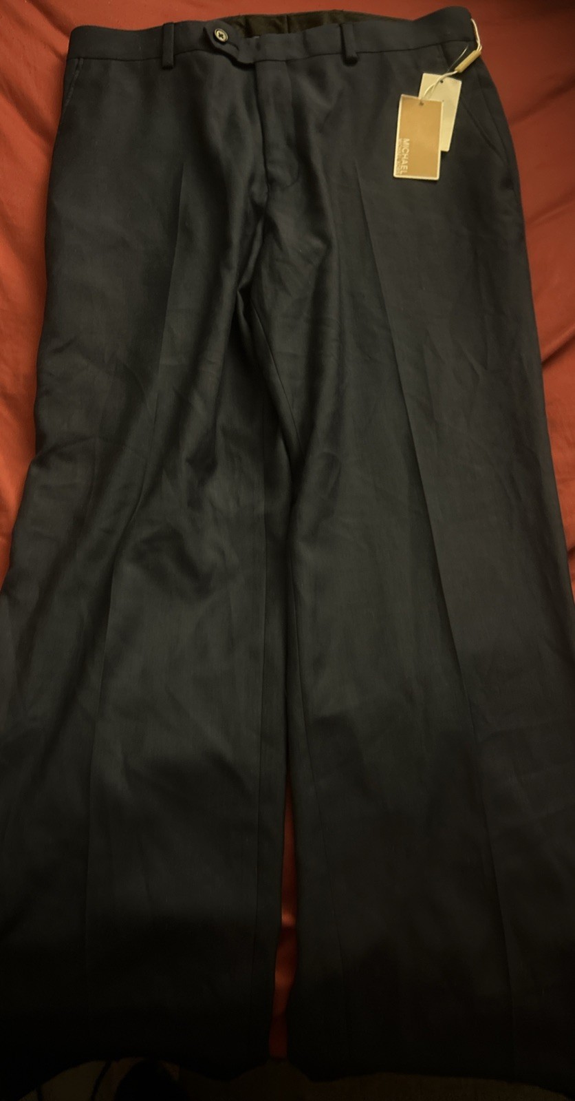 Michael Kors Flat-Front Solid Pants Navy Blue 32×30 #12 NEW WITH TAGS