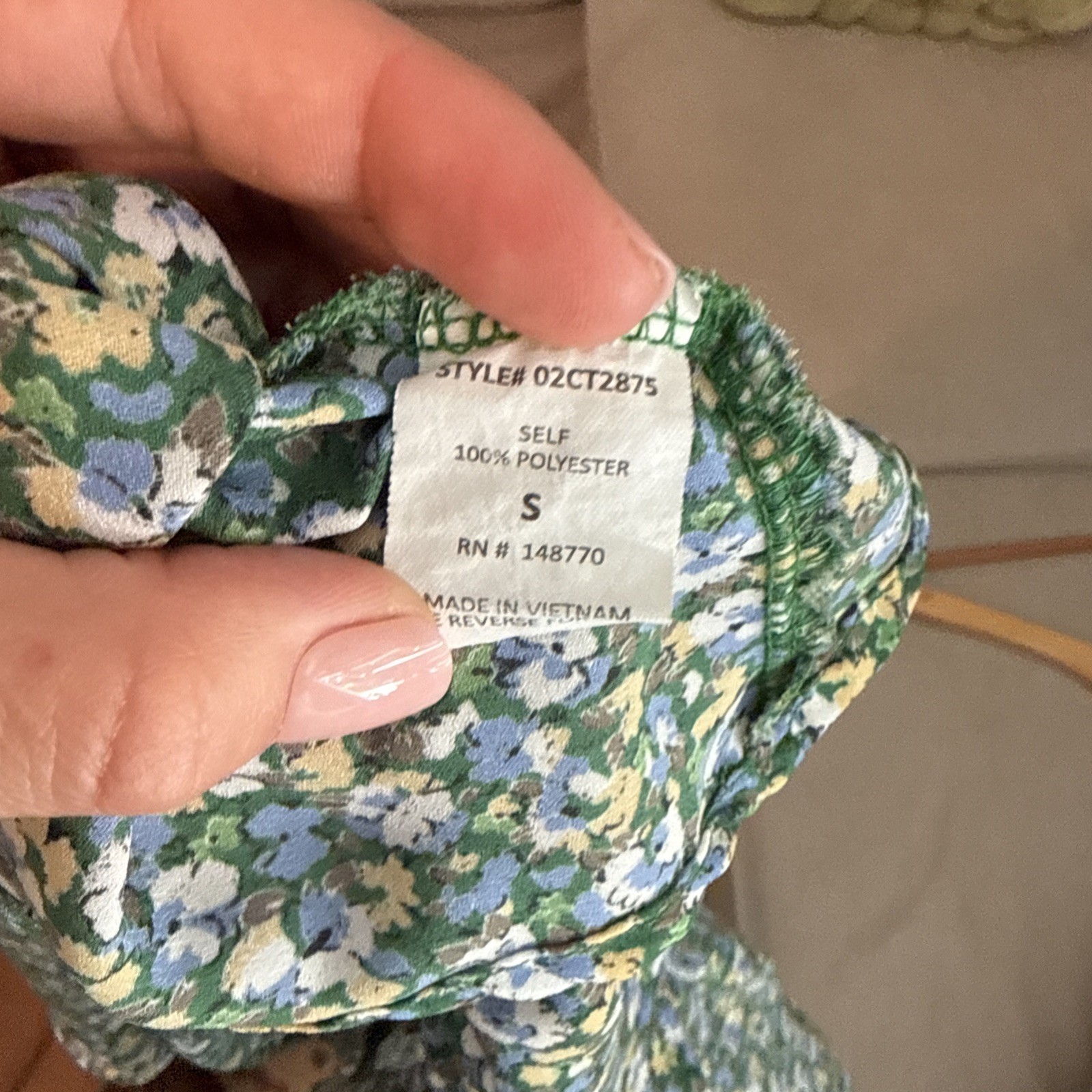 Sienna Sky Blouse Small Green Blue Floral Peplum Cami Tank Cinched Tie Waist