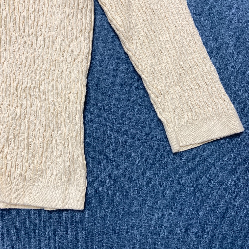 Jeanne Pierre Cardigan Sweater Womens PL Cream Cable Knitted Winter Button Front
