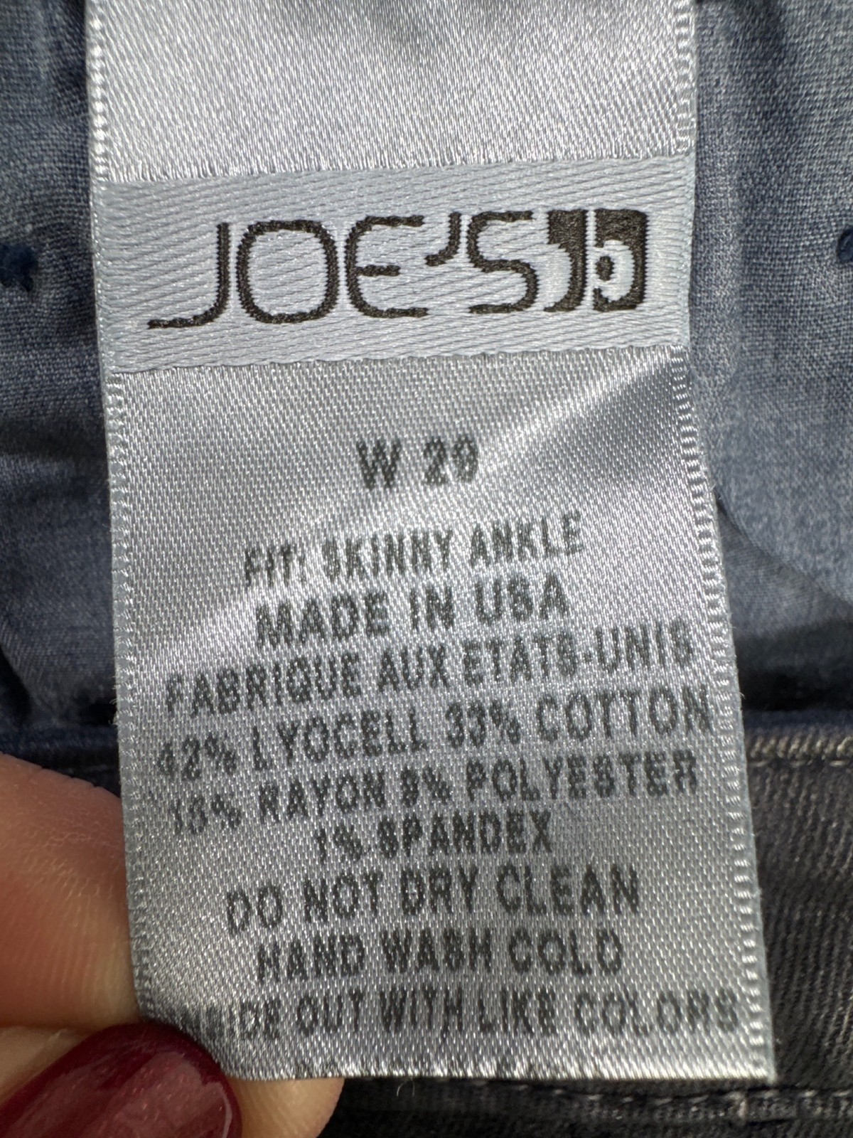 JoeS5B Super Chic Skinny Ankle Denim Pants Midnight Blue W29 Snake Casual Retro