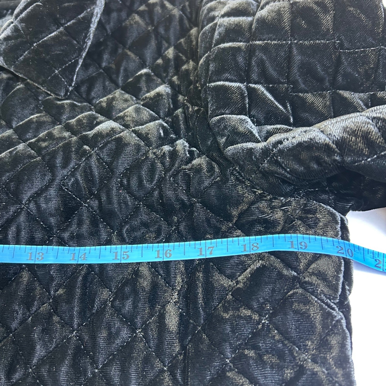 Black Velvet Quilted Blazer Jacket Button Front Collar Womens Dressy Sz Medium