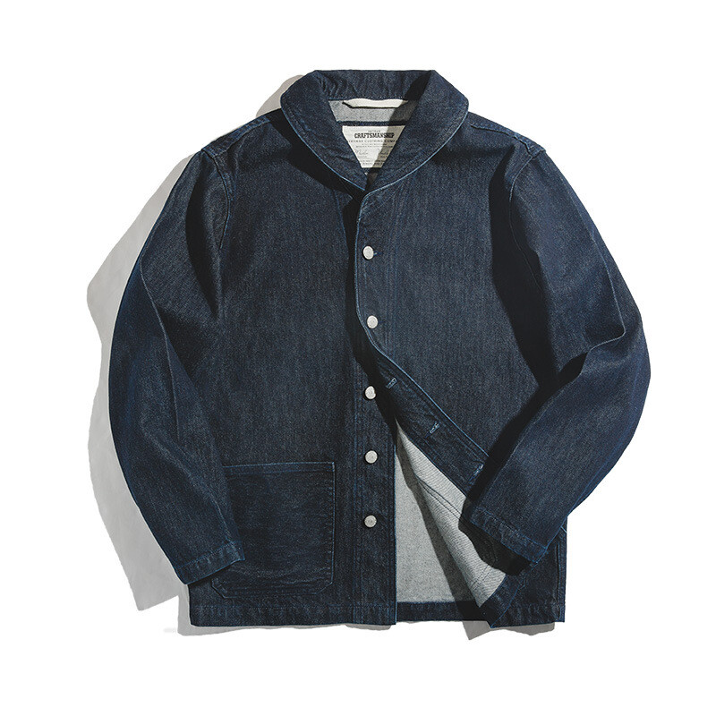 American Denim Dungaree Retro Men’s Jacket Coat Amikaki Casual Coat Blue Cotton