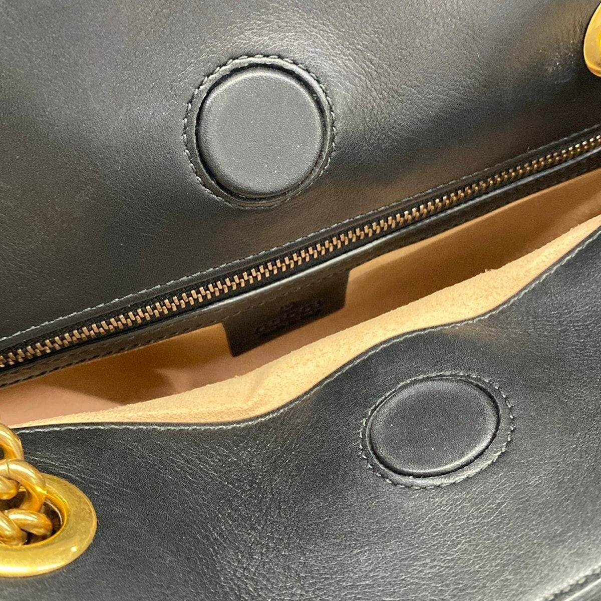 GUCCI GG Marmont 443501 Black Leather Chain Shoulder Bag Dust Bag Auth