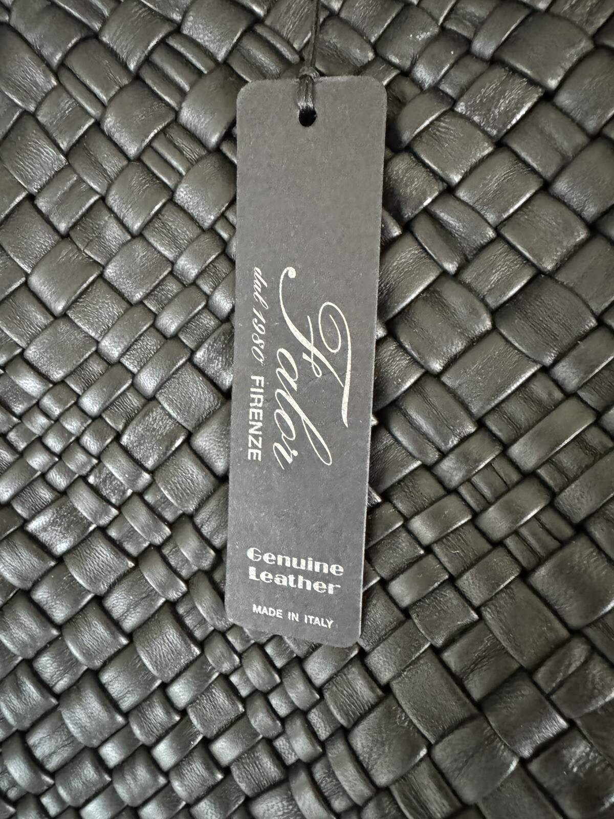 FALOR -ITALIAN Woven Soft Leather ~BLACK Tote Shoulder Bag XL NWT