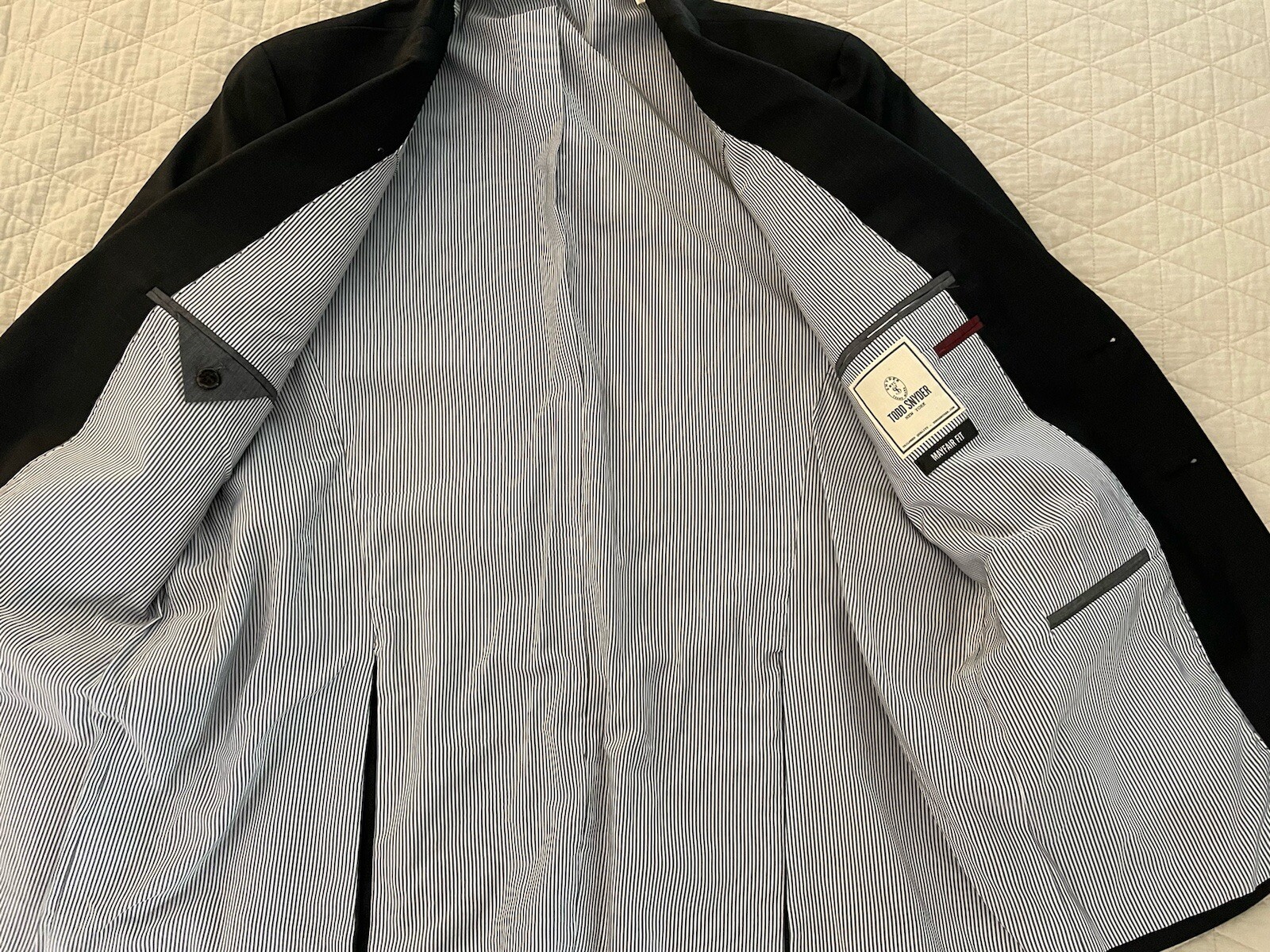 TODD SNYDER Mayfair Fit Stretch Wool Suit Jacket in Charcoal Gray Size 44 R NWT