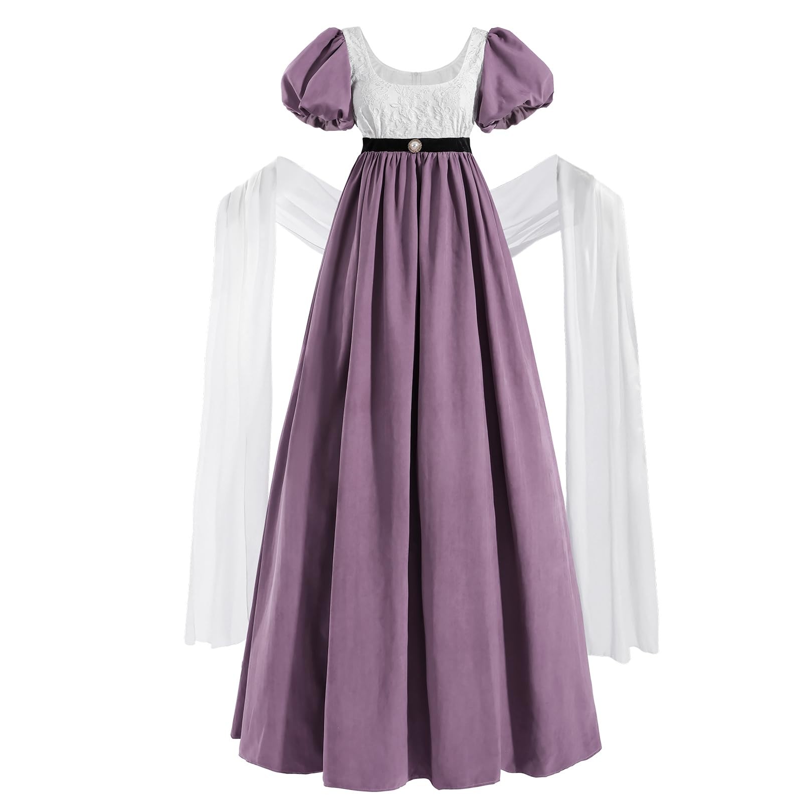 CR ROLECOS Regency Dresses for Women 1800s Empire Waist Dress Victorian Ball Gow