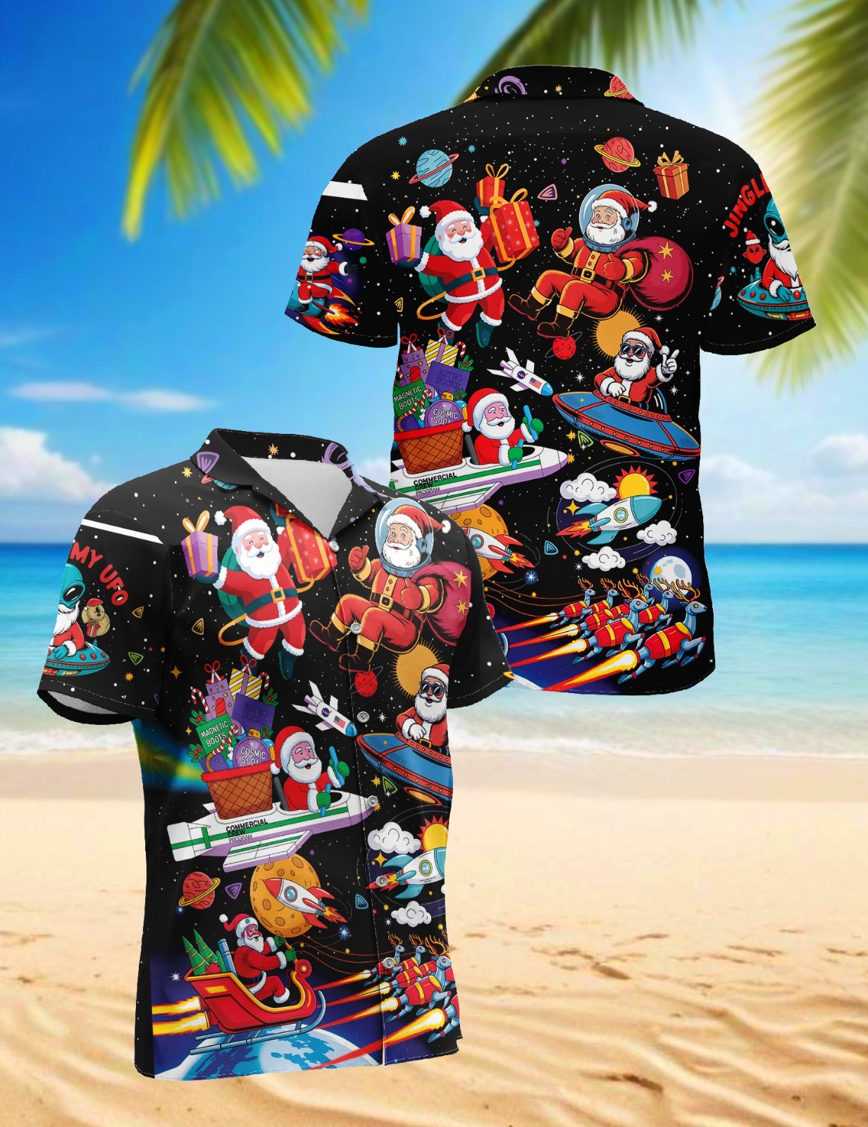 Santa Astronaut Hawaiian Shirt Space Christmas Galaxy Holiday Gift