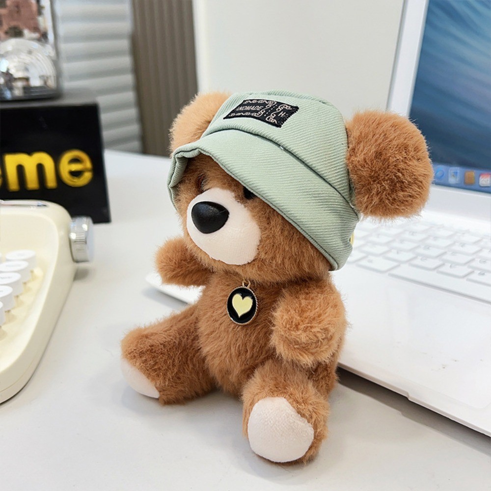 13cm Hat Bear Love Doll Plush Filled Toy Keychain Backpack Pendant Birthday Gift
