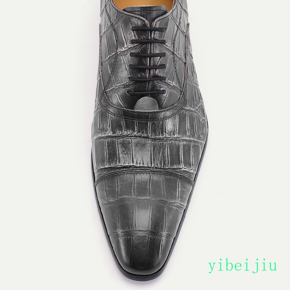 Mens Alligator Crocodile Pattern Business 100% Real Leather Dress Shoes Handmade