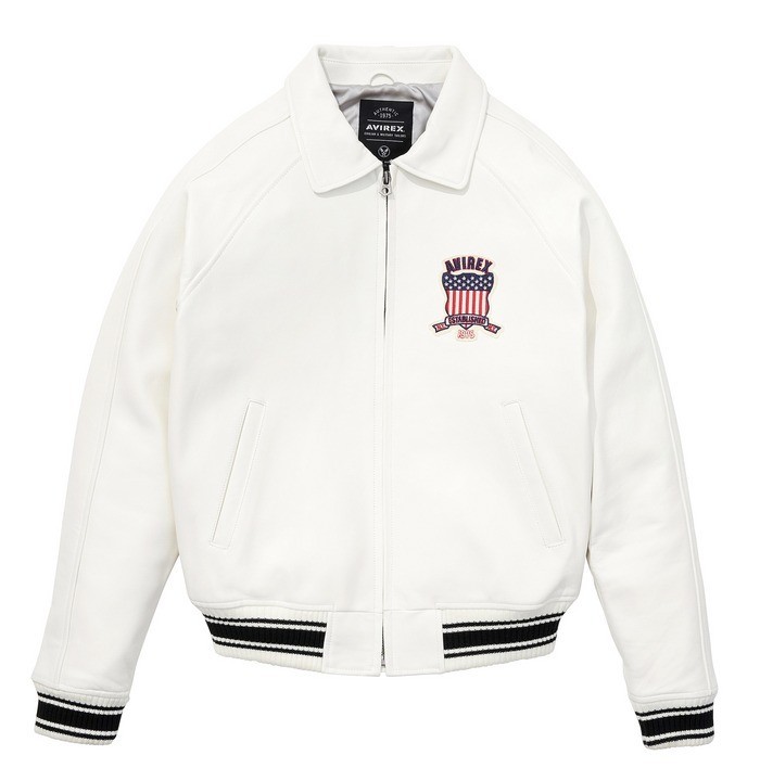 Men’s Avirex Classic White Bomber American Flight Real Sheep Skin Leather jacket