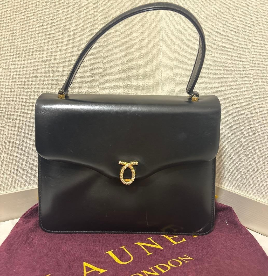 – Vintage LAUNER LONDON Royale Calf Leather Handbag Black W/ Dust Bag from –