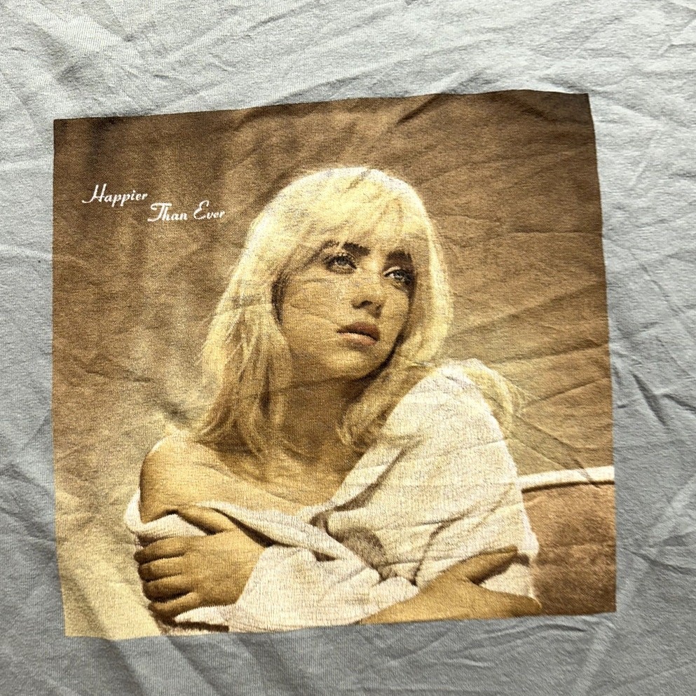 Billie Eilish Happier Than Ever T-Shirt Sage Green Graphic Tee Size XL