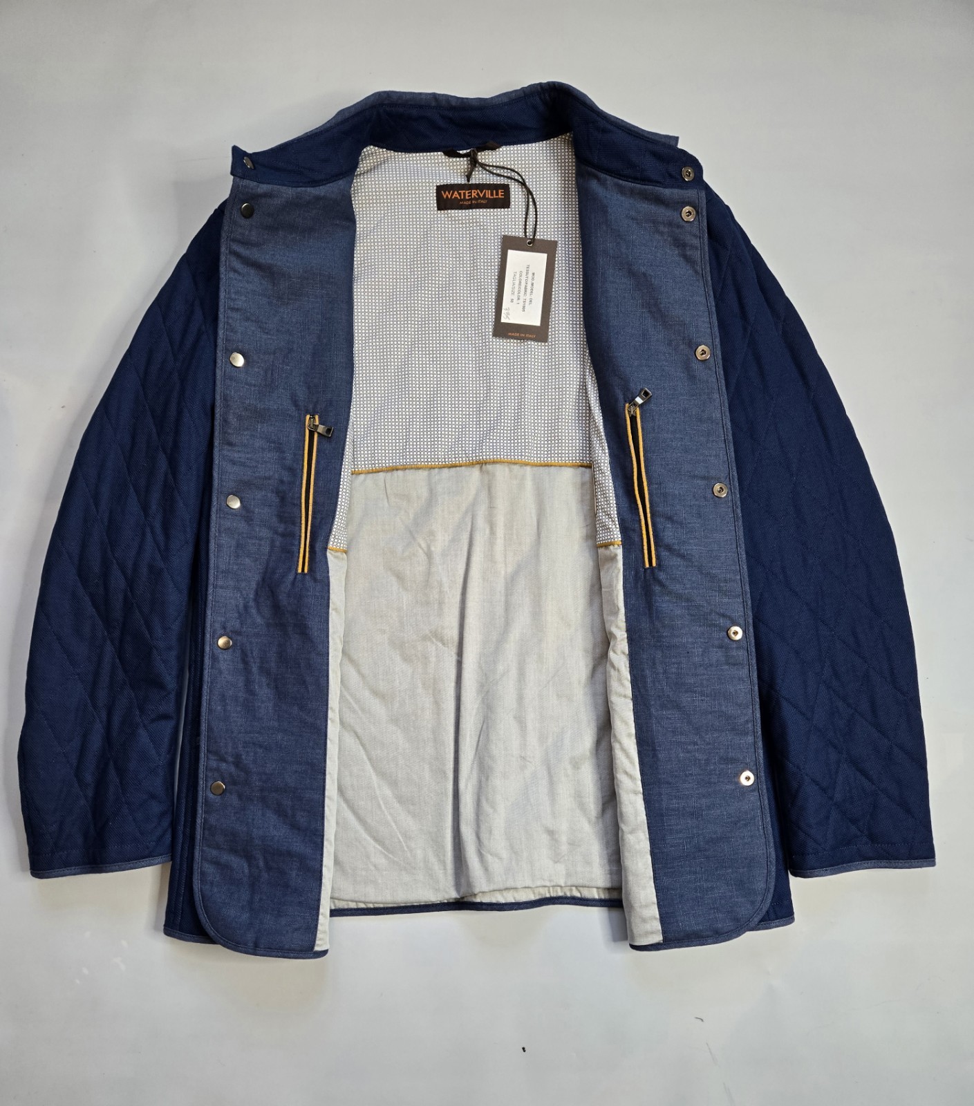 WATERVILLE DEL QUILTED BLUE MEN’S JACKET ITALY SIZE 50 US SIZE L MADE IN ITALY