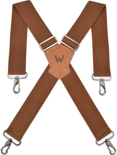 Heavy-Duty 2Inch-Wide Full-Elastic Work Suspender For Jeans Brown