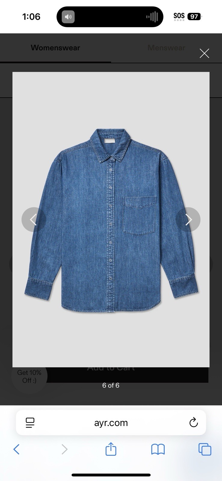 AYR The Deep End Oxford Button Down Shirt Women’s Size Small Deep Denim Blue