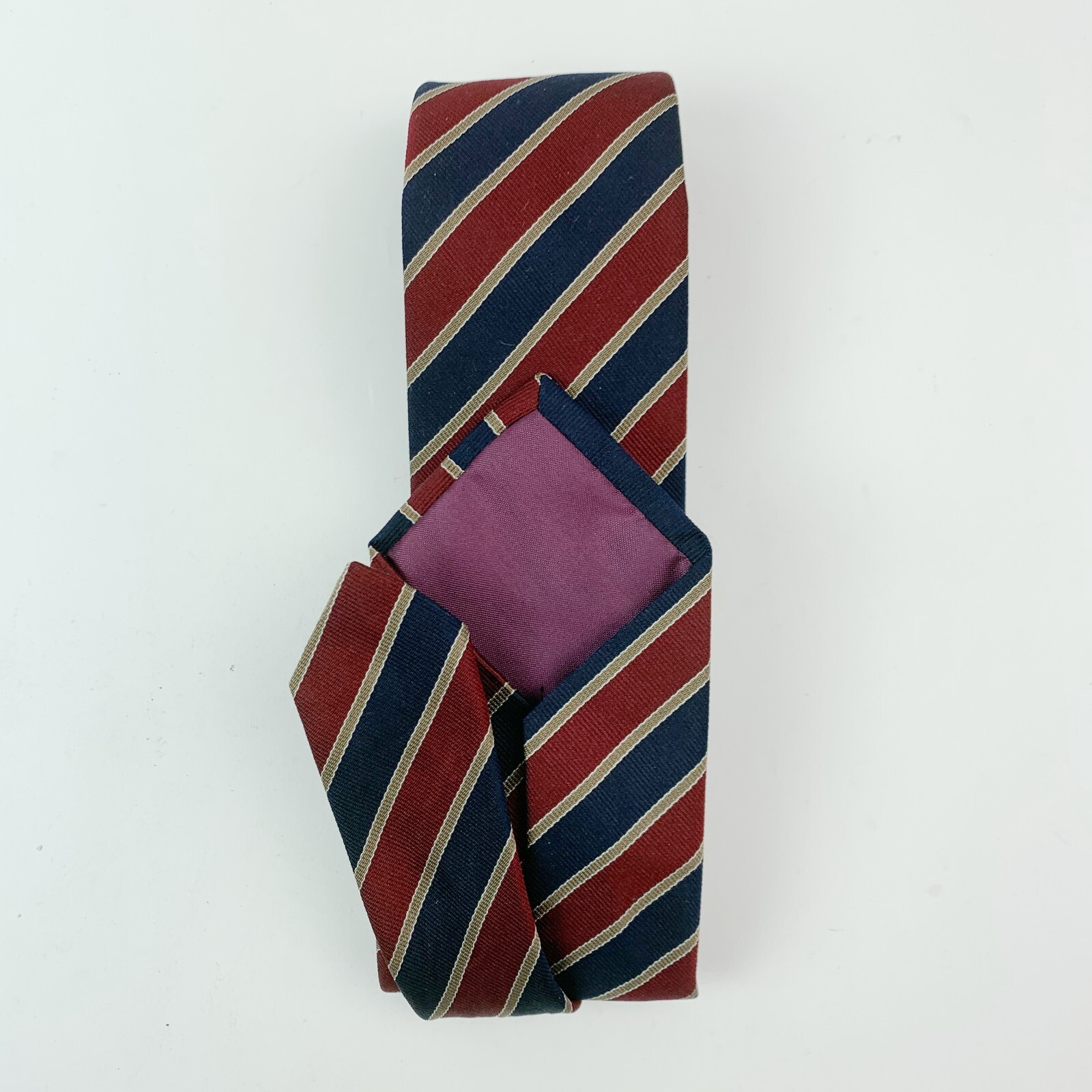 Jack Henry Men’s Tie 100% Silk Diagonal Blue Red Stripes Made in England 58 x 3″