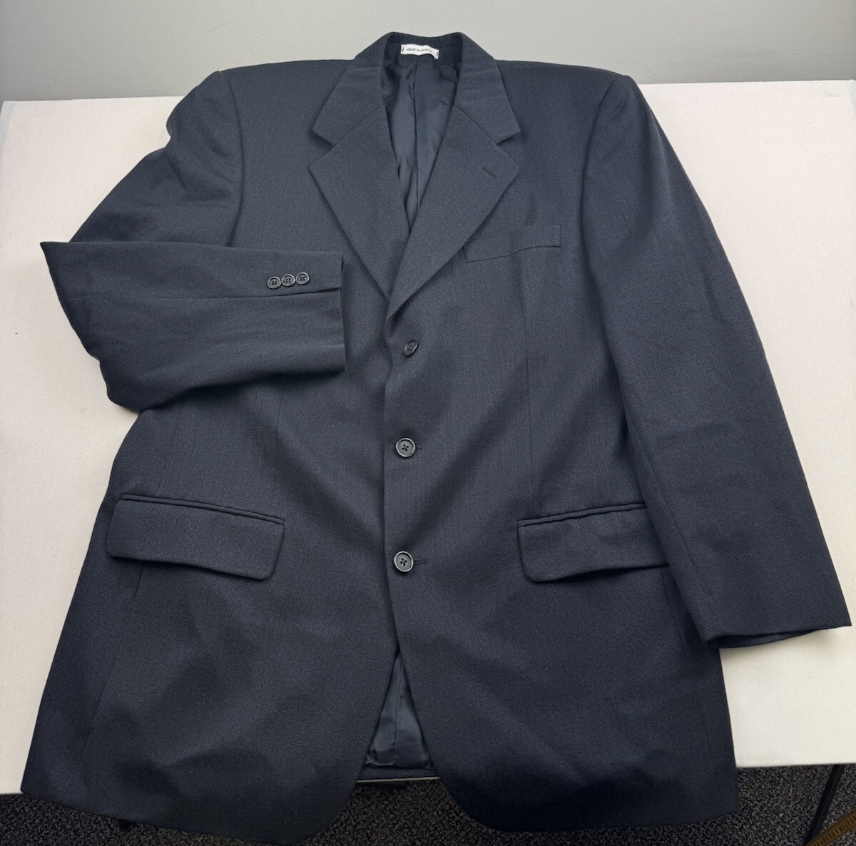 Vintage Yves Saint Laurent Worsted Wool Blazer 44L Navy Blue