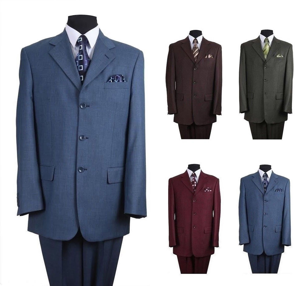 Men’s Classic 3 Button Wool Feel Business Suit Milano Moda Style 5802M