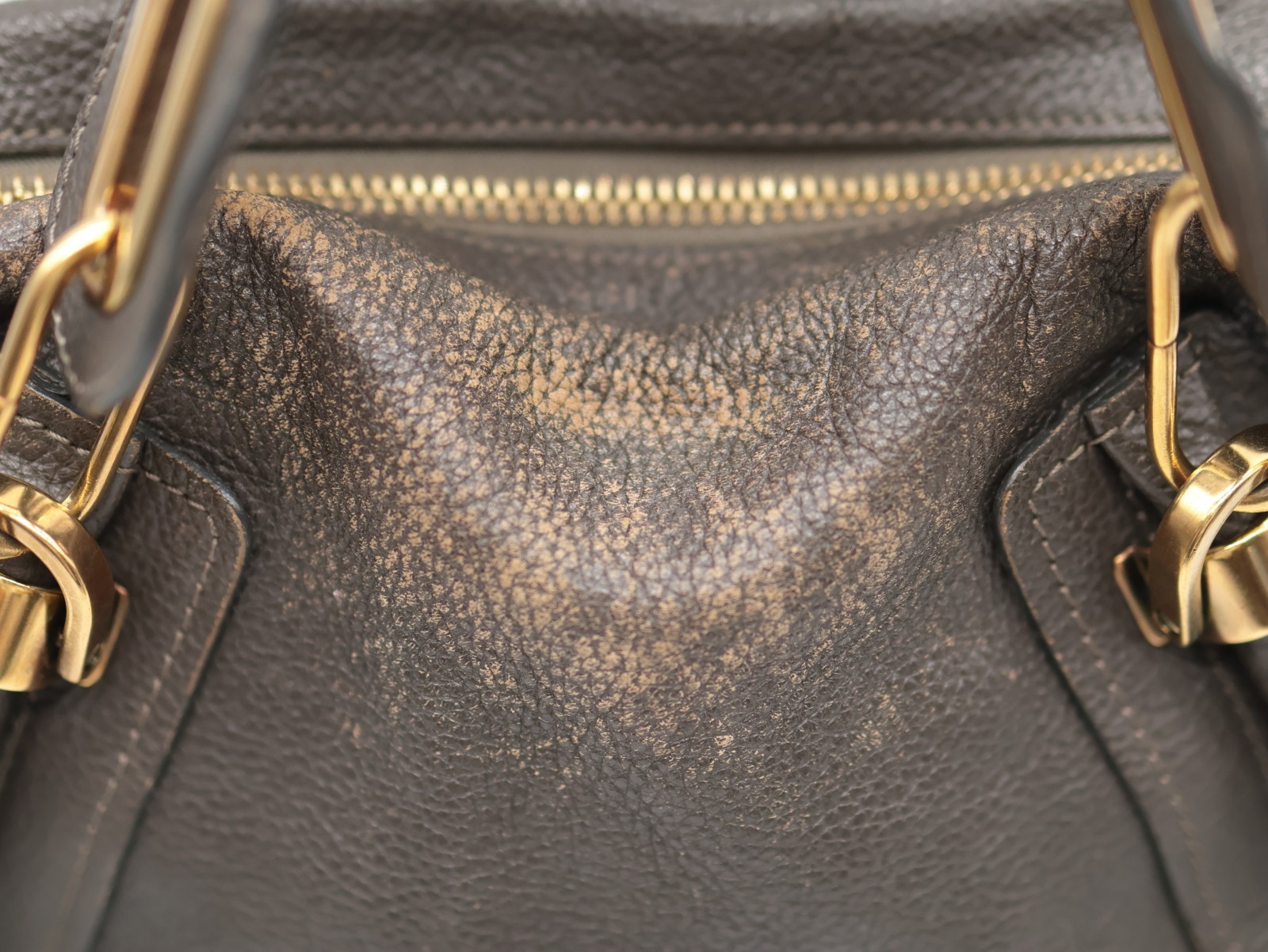 Chloe Paraty Hand Bag Gray Leather Authentic