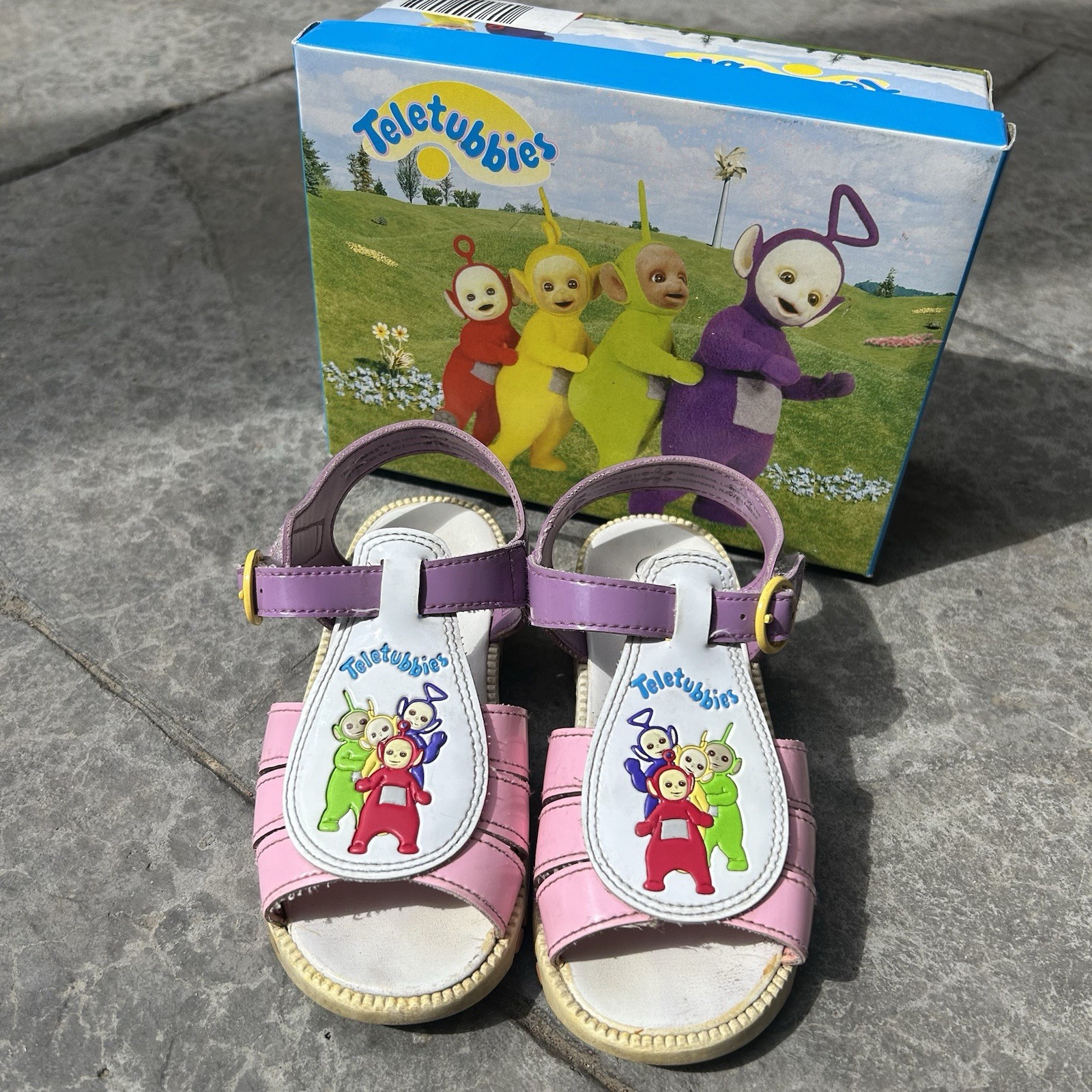 Vintage 1999 Teletubbies Pink And Purple Sandals Size 9 Original Box
