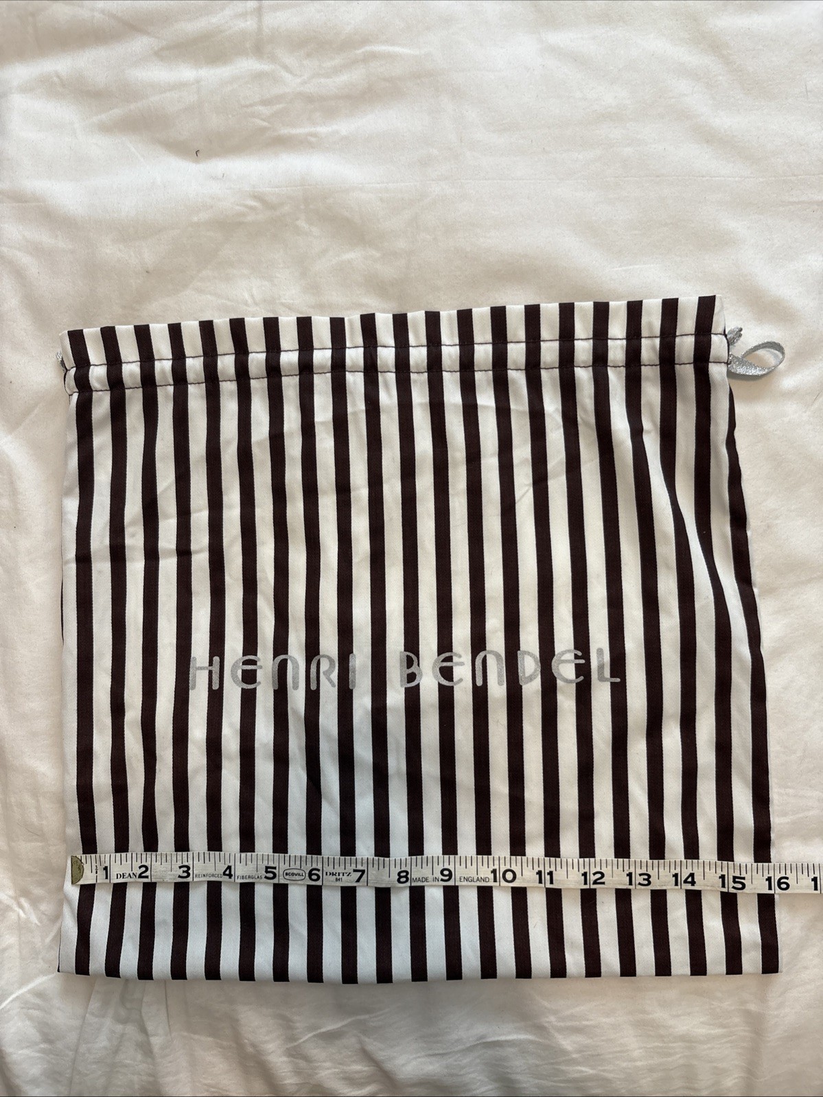 Henri Bendel Medium Brown Stripe Drawstring Dust Storage Bag 15” X 16”