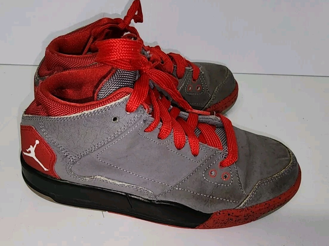 Nike Air Jordan Flight Origin Kids Size 2Y US Gray Red Black Shoes