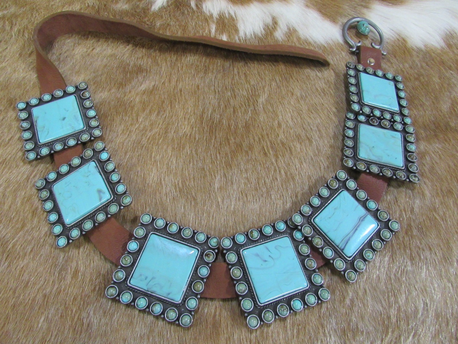 Double D Ranch Four Corners Concho Belt Size L EUC