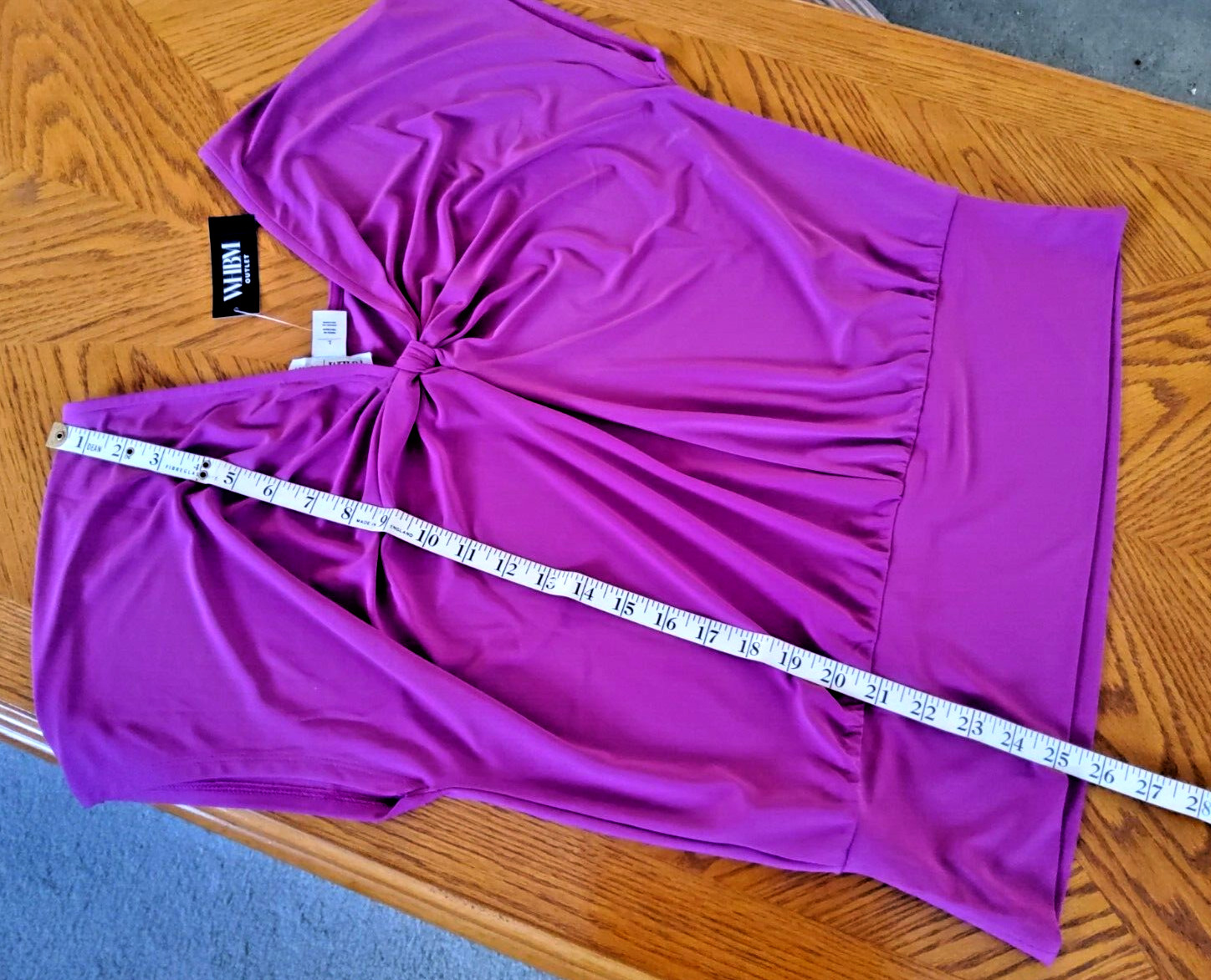 WHITE HOUSE BLACK MARKET *PARTY TIME* BANDED HEM TOP-LARGE-PINK-KNOT BACK-**NEW*