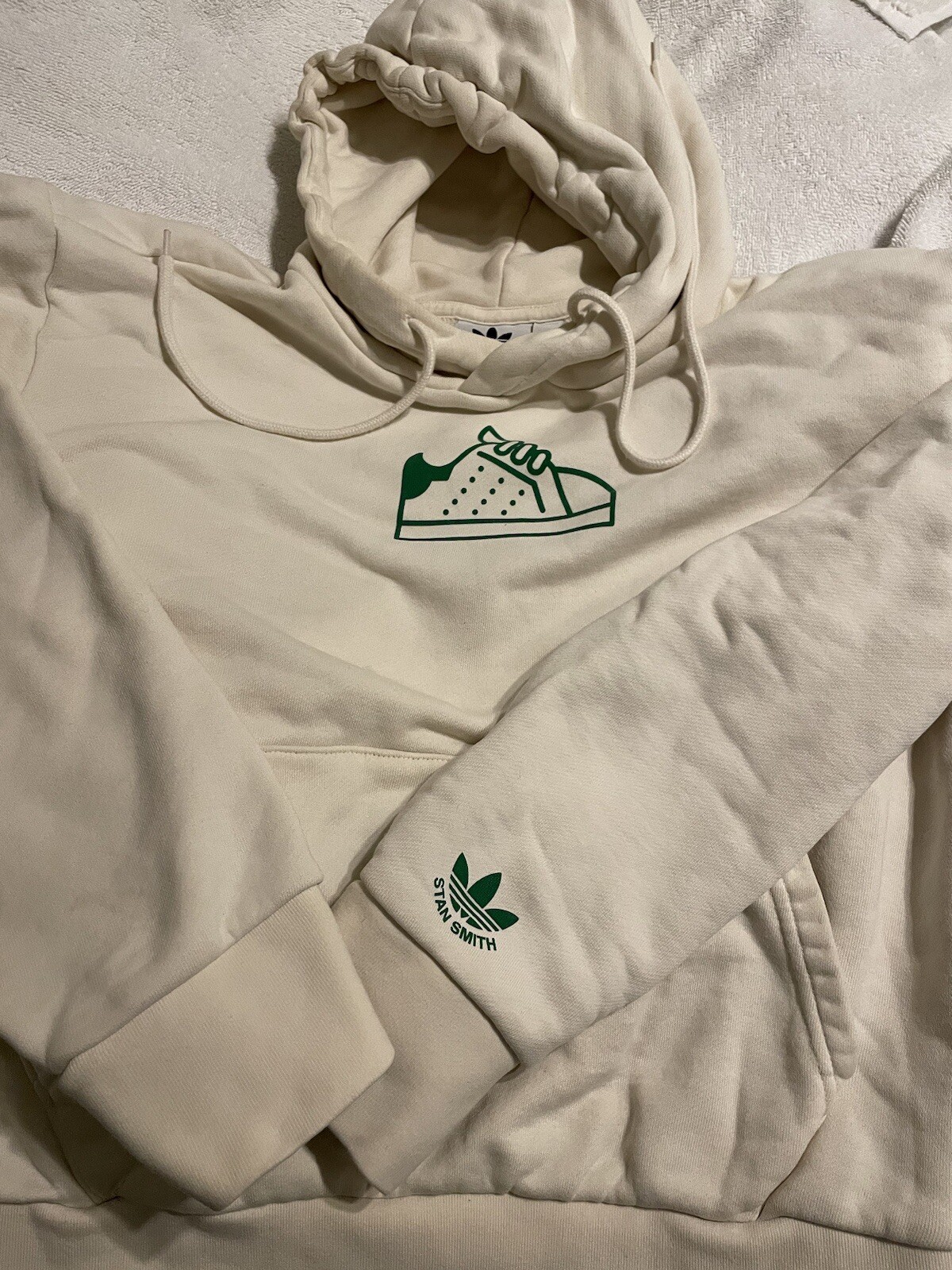ADIDAS Stan Smith Hoodie in Size Small, White w/ Sneaker Logo. Gender Neutral