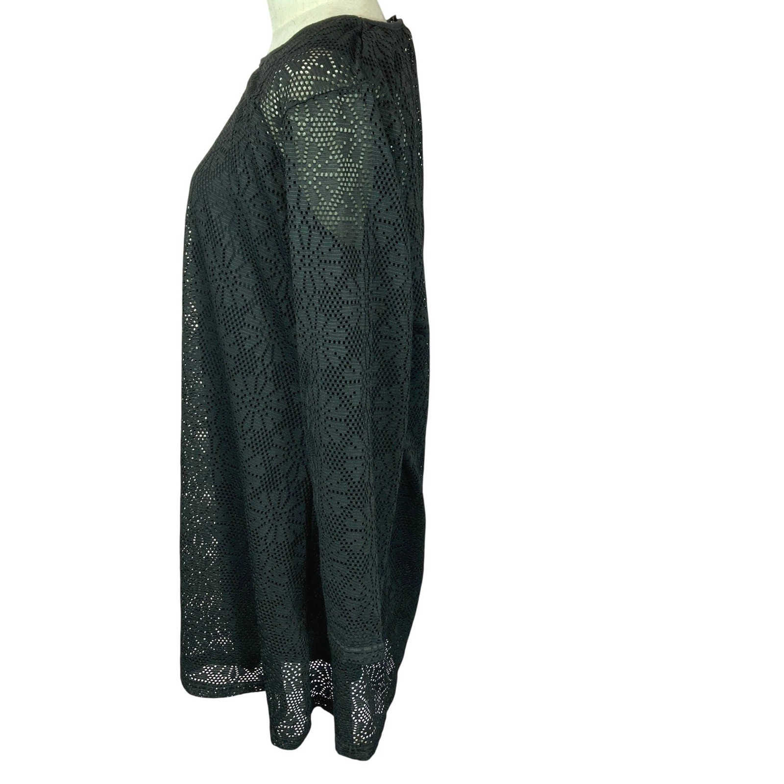 labelBe Black Lace Overlay Long Sleeve Mini Dress Tunic Women’s Size 12 NWT