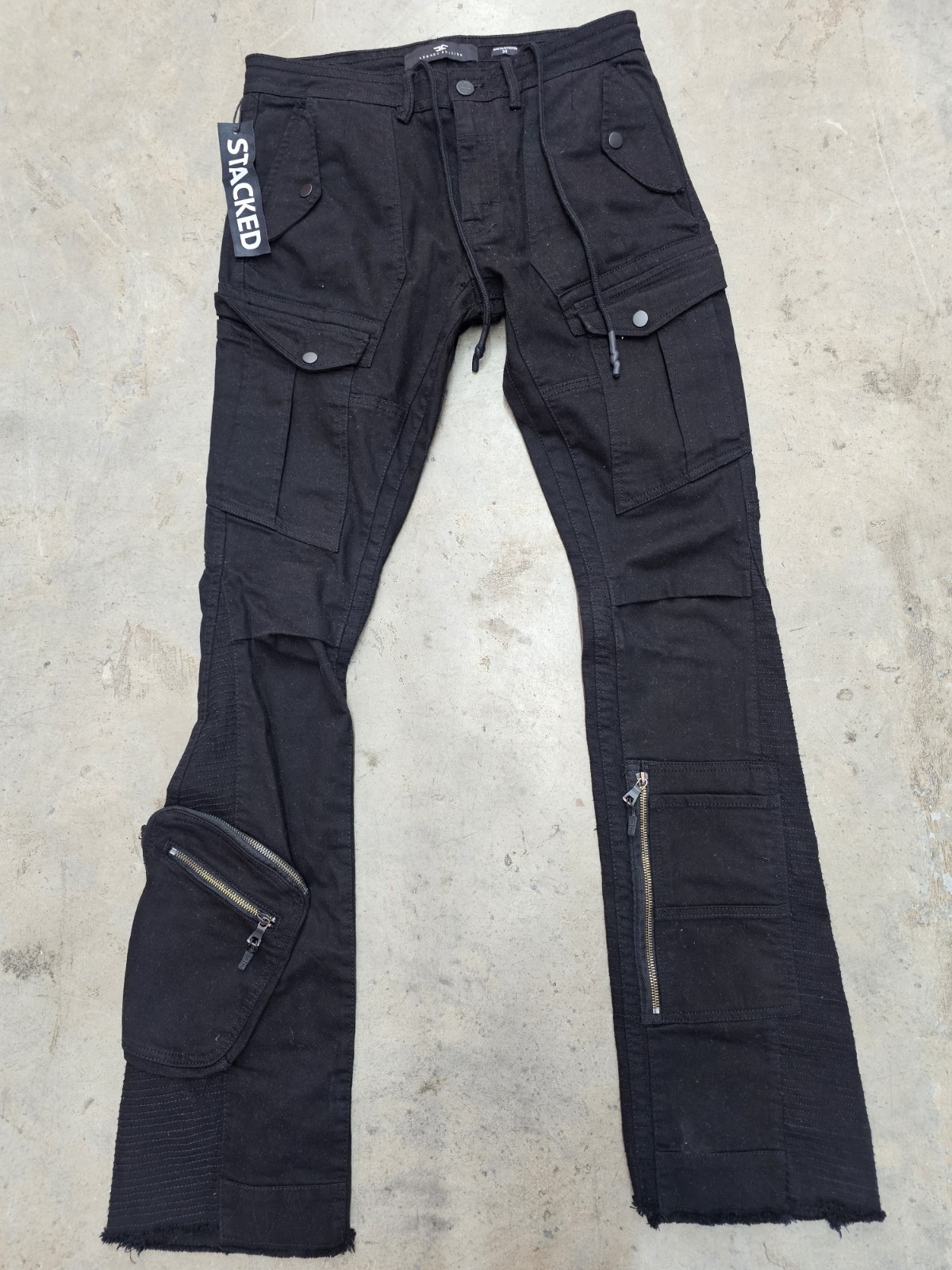 Jordan Craig Martin Stacked Aviation Cargo Pants Mens 34×37 Black Multi Pockets