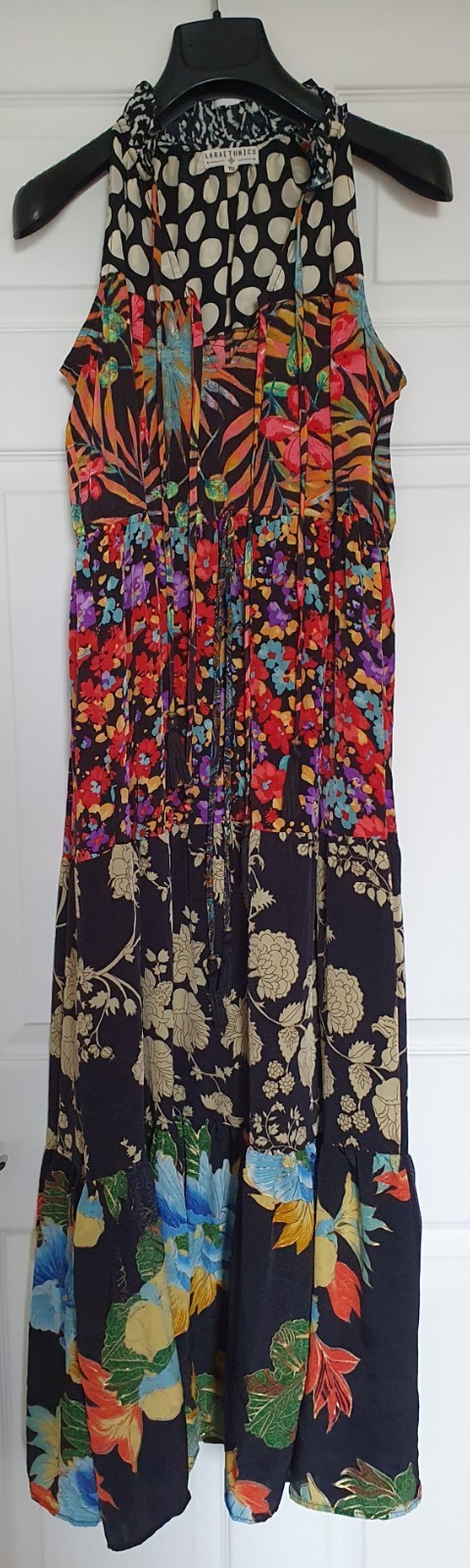 Laraethnics multicoloured Long patchwork Maxi dress size TU