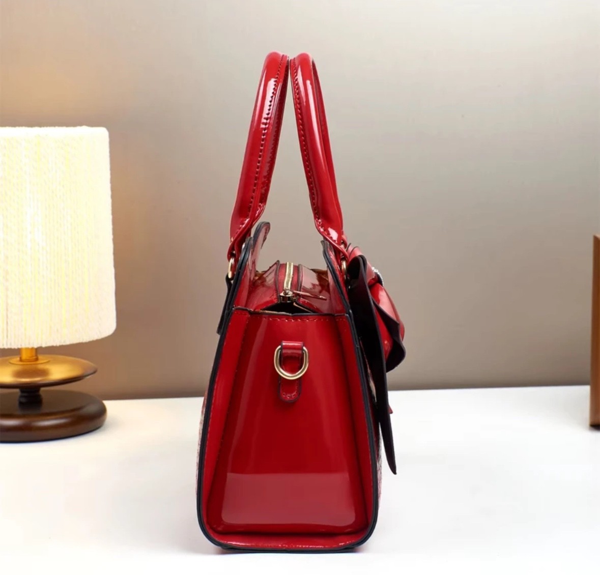 Women’s Luxury PU Leather Bow Tote Handbag 2Pc Satchel Shoulder Bag Wallet
