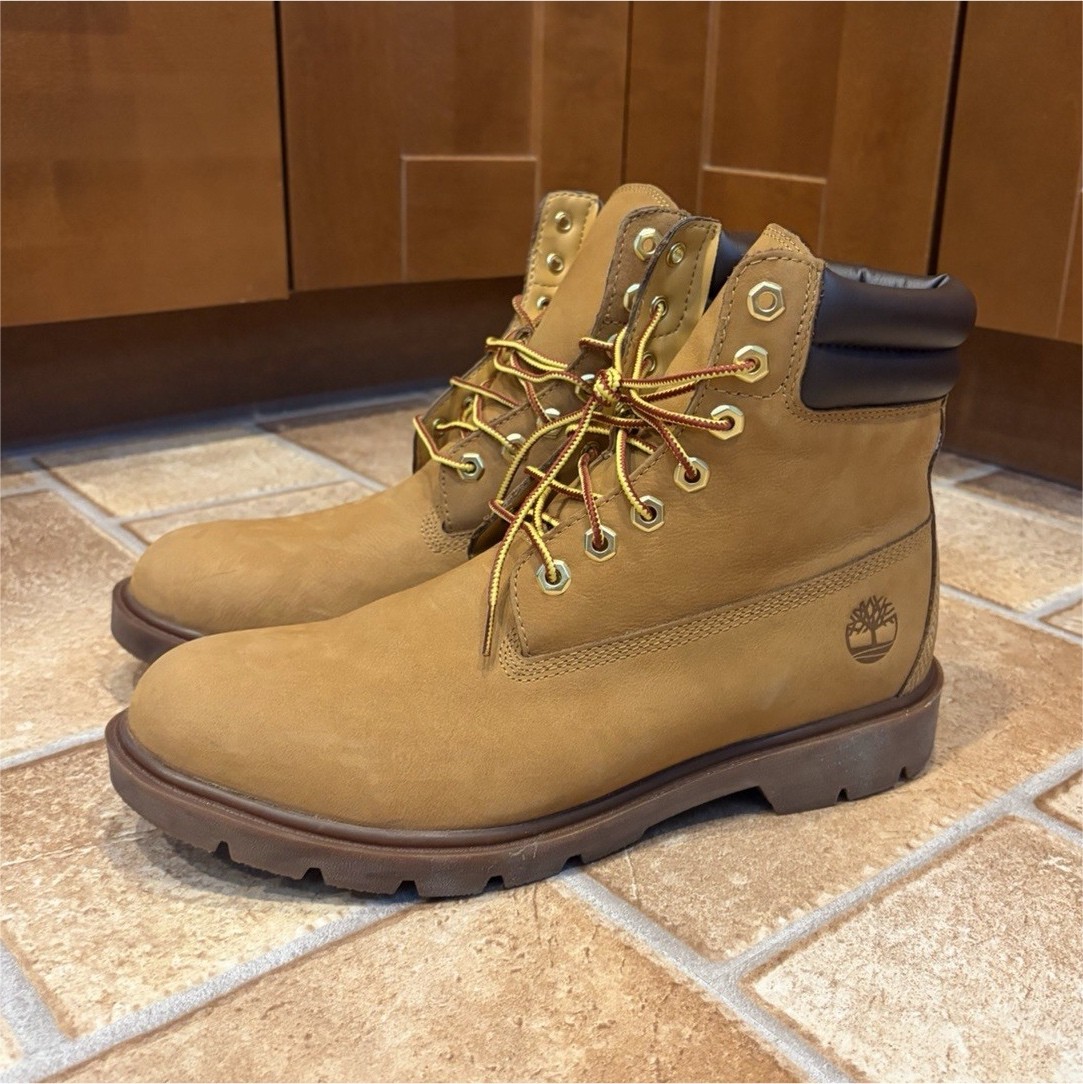 Timberland Men’s Wheat Leather 6″ Work Boots Padded Collar Lace-Up 10.5M