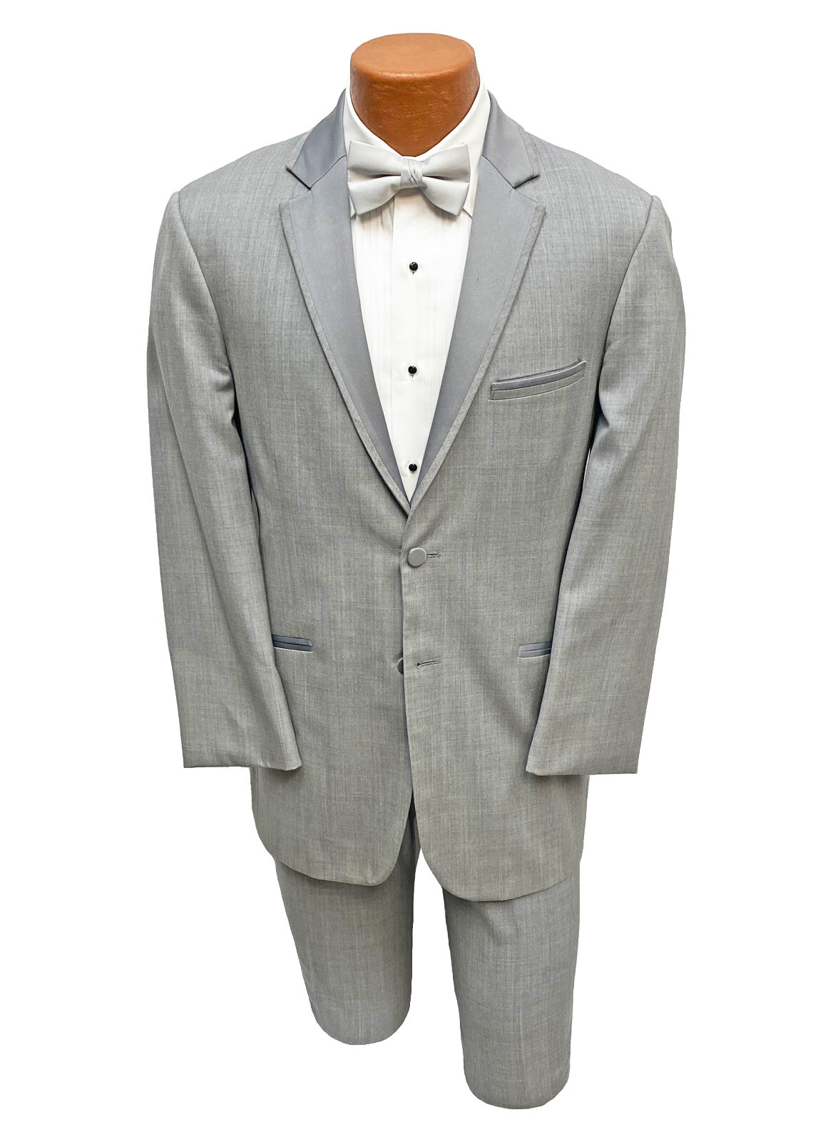 Jean Yves Twilight Men’s Heather Grey Tuxedo 3 Piece Suit with Vest Size 42L 35W