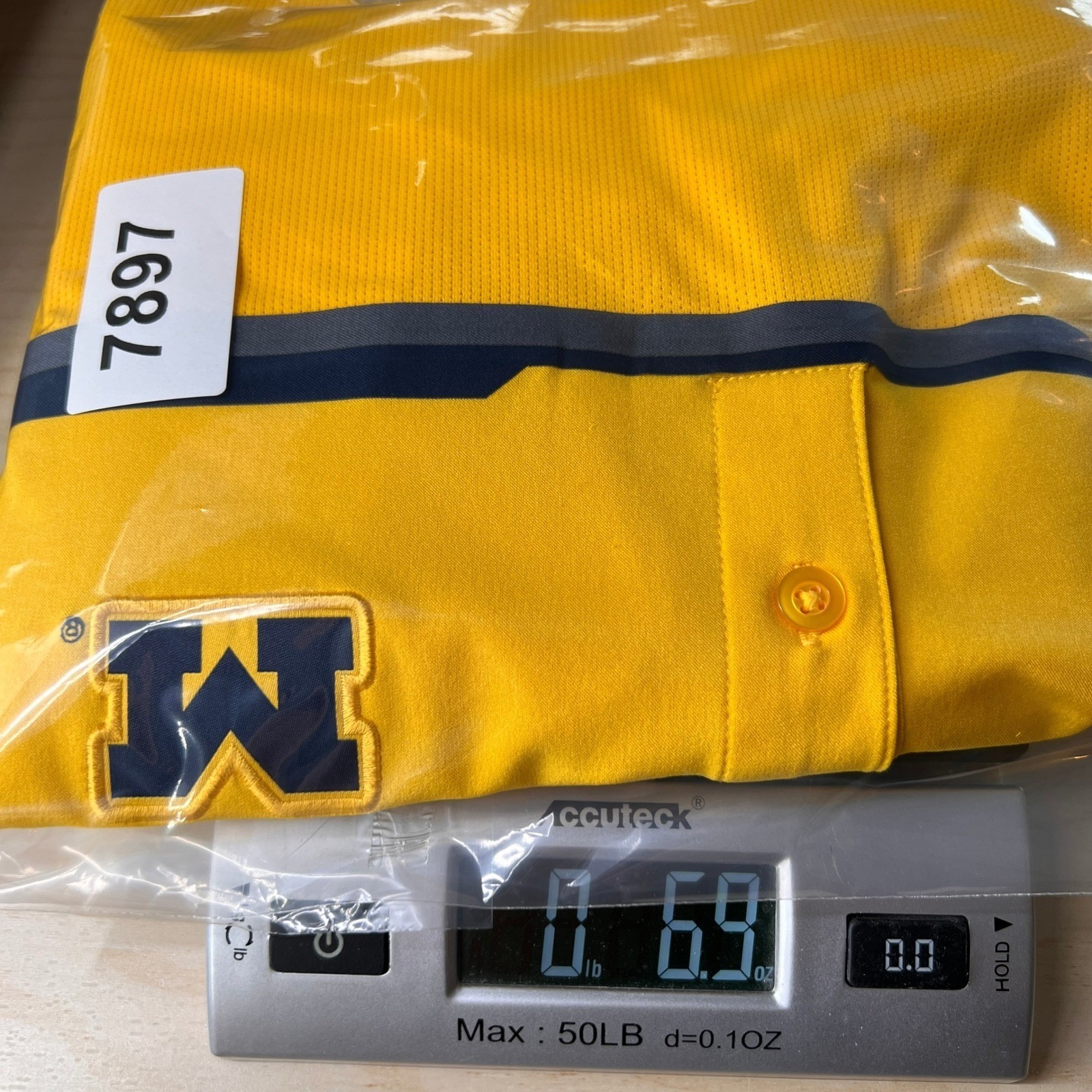 Nike Air Jordan Michigan Wolverines Polo Shirt Men Medium Yellow Dri Fit Sporty